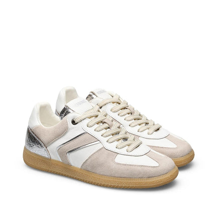 Verbenas Sneakers Bassa Donna in Pelle Bianca Profili Argento - MARIO SPATARELLA