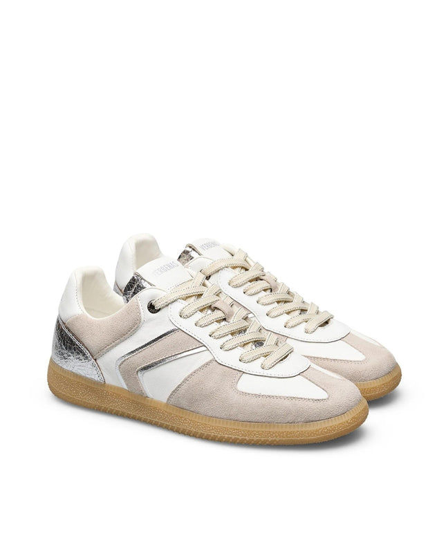 Verbenas Sneakers Bassa Donna in Pelle Bianca Profili Argento - MARIO SPATARELLA