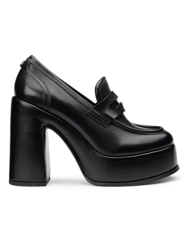 Mocassini Cult Donna con Tacco e Plateau in Pelle Nero - MARIO SPATARELLA