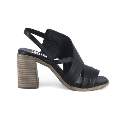 Sandali Donna con Tacco in Pelle Nera Y3705 NERO Bueno 
