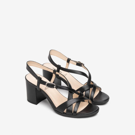 Nero Giardini Sandali Donna con Tacco in Pelle Nera - MARIO SPATARELLA