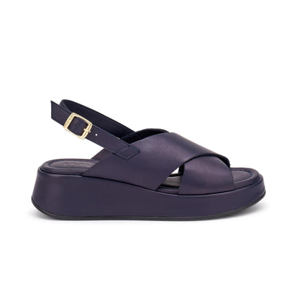Frau Sandali con Zeppa Donna in Pelle Blu 04M4 NAPPA BLU Frau 
