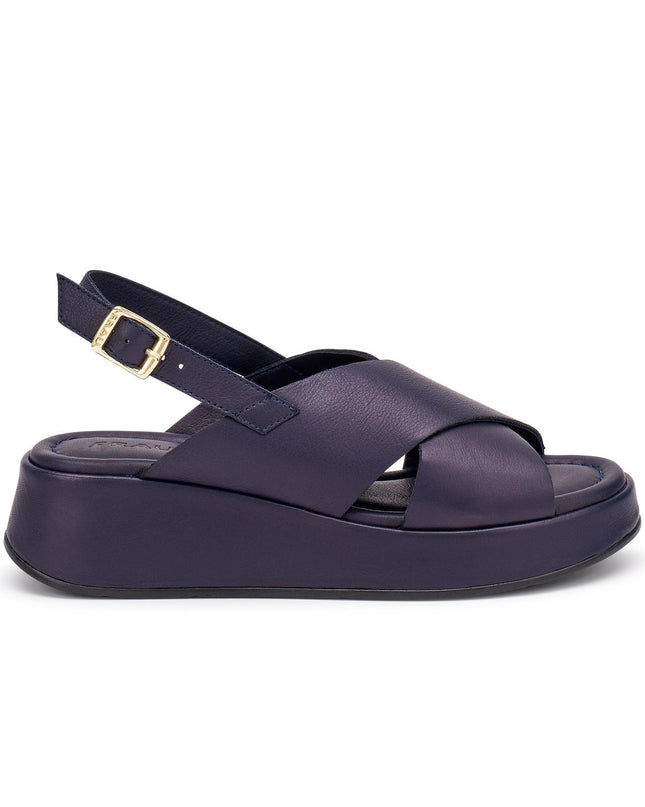 Frau Sandali con Zeppa Donna in Pelle Blu 04M4 NAPPA BLU Frau 