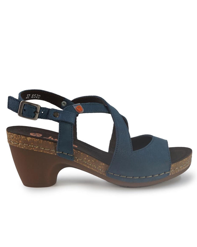 Jungla Sandalo Donna con Tacco in Pelle Nabuk Blu 8520 OCEAN Jungla 