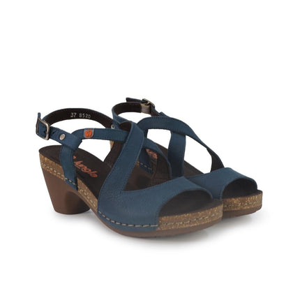 Jungla Sandalo Donna con Tacco in Pelle Nabuk Blu - MARIO SPATARELLA