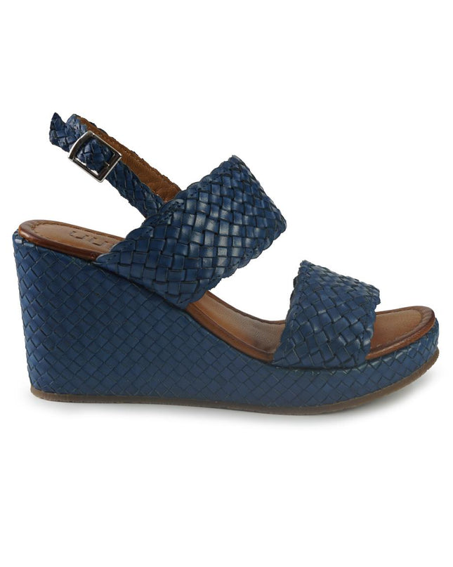 Vueva Sandali Zeppa Alta Donna in Pelle Intrecciata Azzurro Blu WD319R13 AZZURRO Vueva 
