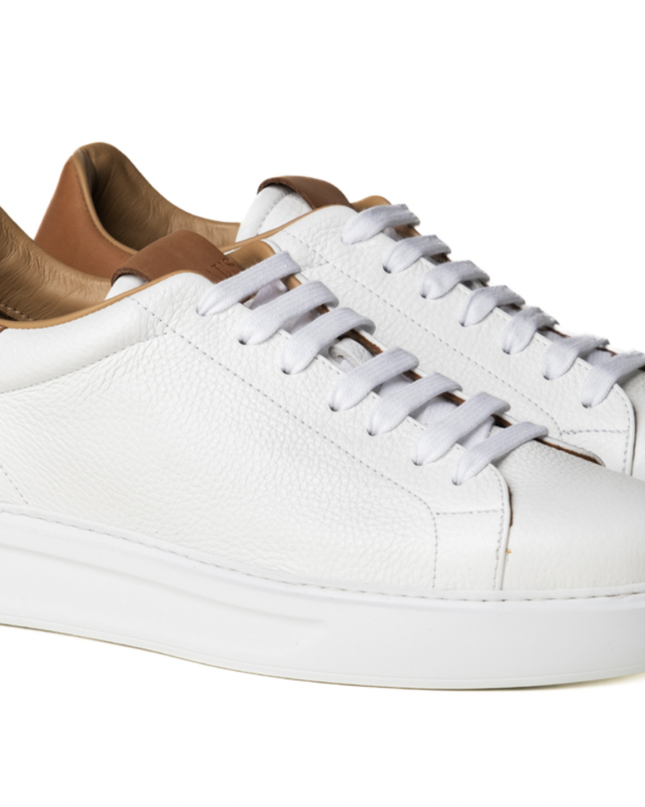 Sneakers Oversize Uomo Pelle Bianca TAGO 5 CUOIO Rogal's 