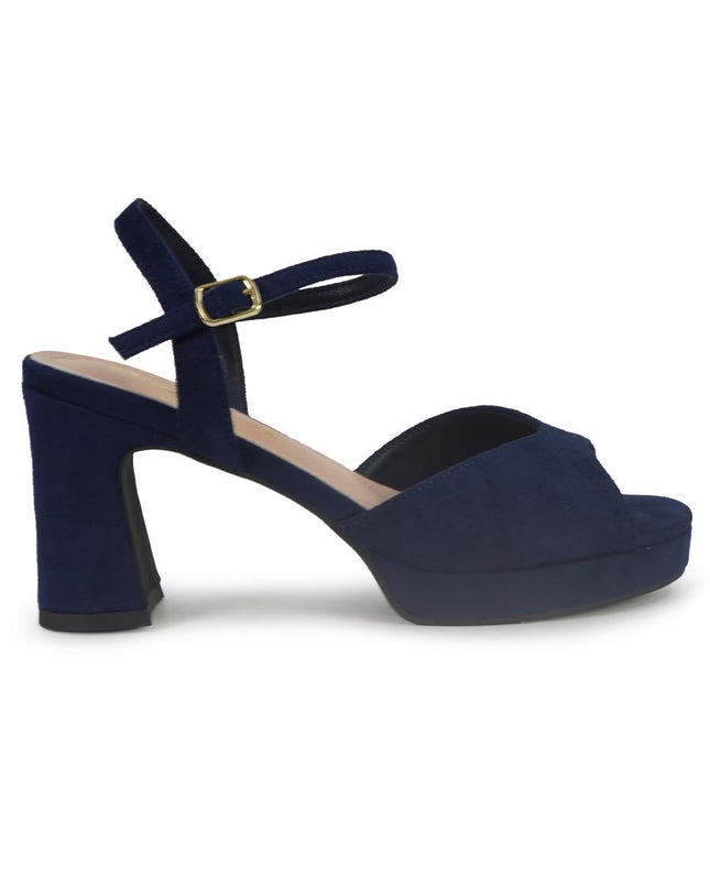 ClaudV Sandali Donna con Tacco e Plateau in Camoscio Blu G42-05 NAVY BLUE ClaudV 