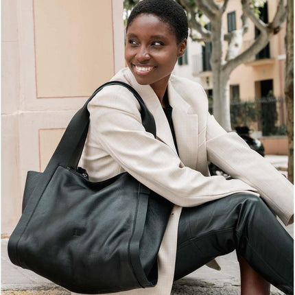 Biba Borsa Shopping in Morbida Pelle Nera - MARIO SPATARELLA