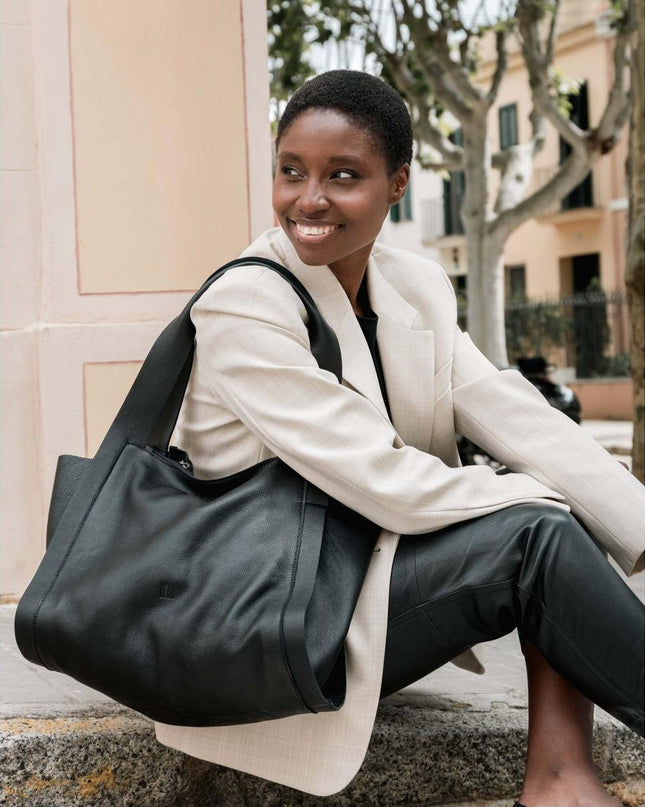 Biba Borsa Shopping in Morbida Pelle Nera - MARIO SPATARELLA