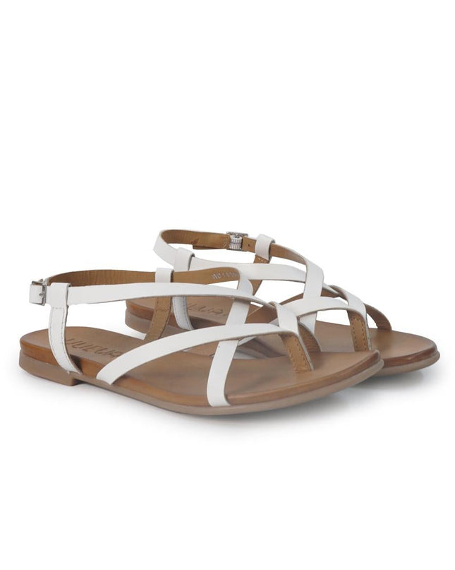 Vueva Sandali Infradito Flat Donna in Pelle Bianca - MARIO SPATARELLA