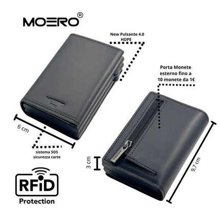 Moero Pro Dual Black Zip Portafoglio Slim PRO DUAL ZIP PRESTIGE BLACK Moero 