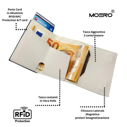 Moero Pro Saffiano White Zip Portafoglio Slim - MARIO SPATARELLA