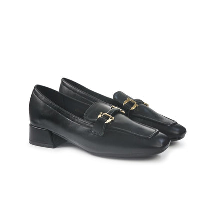 Mocassini Donna con Tacco e Morsetto in Pelle Nero YD05-12A BLACK ClaudV 