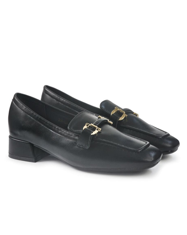 Mocassini Donna con Tacco e Morsetto in Pelle Nero YD05-12A BLACK ClaudV 