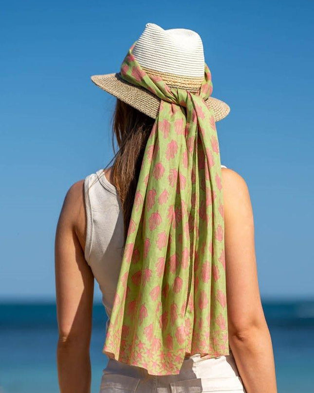 Foulard in Cotone Stampato Fantasia Verde ACT128F COTTON GREEN Colores de Otono 