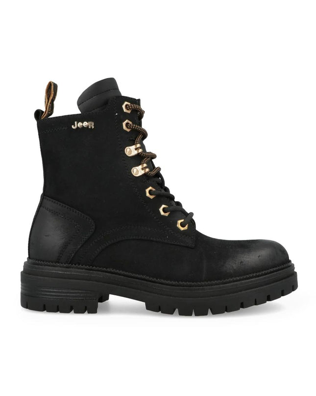 Jeep Anfibi Donna con Tacco Nero RAVEN LACE NBK BLACK Jeep Footwear 