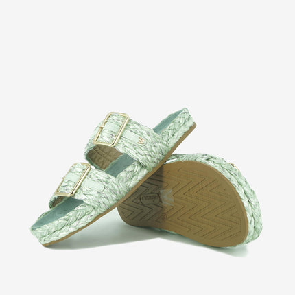 Sandalo Donna Basso Due Fibbie PALMAS RAFFIA WATER GREEN Wrangler 
