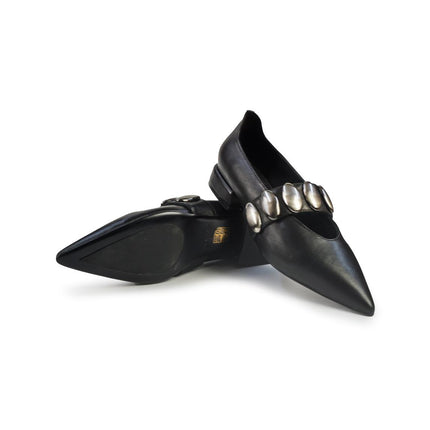 Ballerine Bruno Premi a Punta con Borchie in Pelle Nero BM0107 BLACK Bruno Premi 