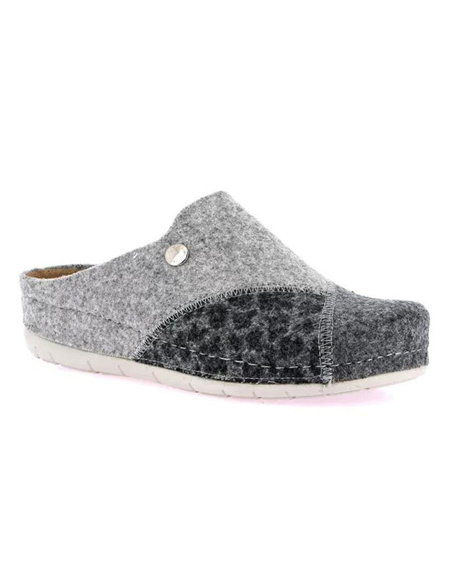 Grunland Pantofole Ciabatte Donna con Zeppa in Feltro Grigio - MARIO SPATARELLA