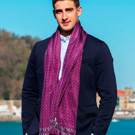 Foulard Uomo in Seta Stampa Viola ASK79C U SILK MORADO Colores de Otono 