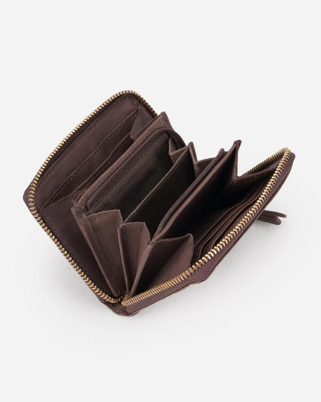 Biba Portafoglio Donna in Pelle Marrone con Zip - MARIO SPATARELLA