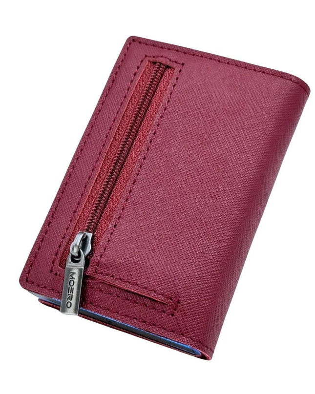 Moero Pro Saffiano Bordeaux Zip Portafoglio Slim - MARIO SPATARELLA