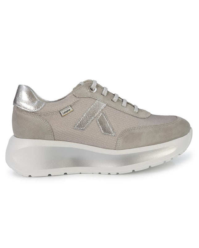 Callaghan Sneakers Donna con Zeppa in Pelle e Tessuto Argento 61609 GRACE PLATA Callaghan 