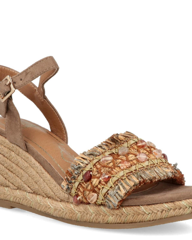 O-Joo Sandali Donna con Zeppa in Tessuto Sabbia GERI FLOWER SANDAL NATURAL O-JOO 