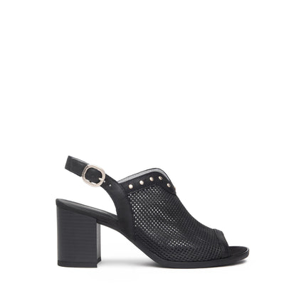 Nero Giardini Sandali Donna con Tacco in Pelle Nera Traforata E513380D NERO 100 Nero Giardini 