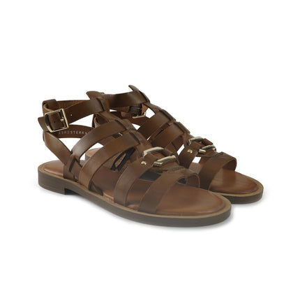 Vueva Sandali Flat Donna in Pelle Cuoio WD425R25 COGNAC Vueva 