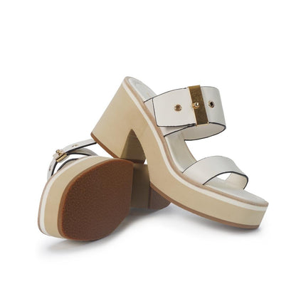 Bruno Premi Sandalo Sabot Donna con Plateau in Pelle Bianca - MARIO SPATARELLA