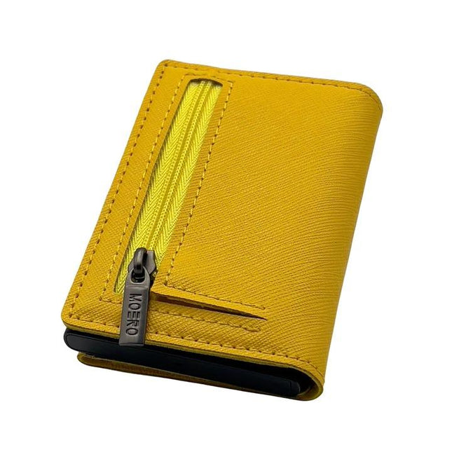 Portafoglio Slim PRO SAFFIANO GIALLO ZIP YELLOW Moero 
