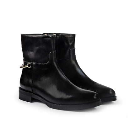 Gianni Crasto Stivaletti Donna Tacco Basso con Sperone in Pelle Nero 2073 BLACK Gianni Crasto 