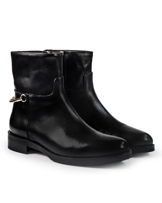 Gianni Crasto Stivaletti Donna Tacco Basso con Sperone in Pelle Nero 2073 BLACK Gianni Crasto 