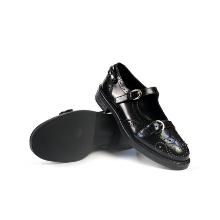 Ballerine Bruno Premi con Cinturini Monogramma e Borchie in Pelle Nero BM1806 BLACK Bruno Premi 