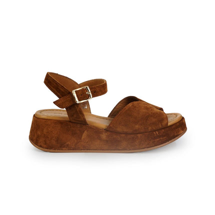 Frau Sandali con Zeppa Donna in Camoscio Bruciato 04B2 VELOUR BRUCIATO Frau 