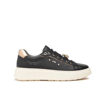 Nero Giardini Sneakers Donna con Charms in Pelle Laminata Nero - MARIO SPATARELLA