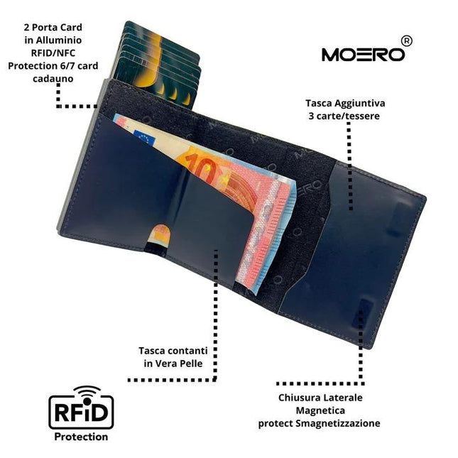 Moero Pro Dual Black Zip Portafoglio Slim - MARIO SPATARELLA