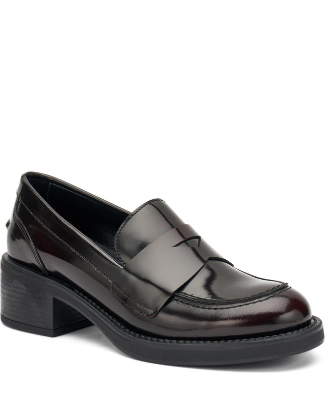 Frau Mocassini Donna con Tacco in Pelle Bordo 82U1 BRUSH BORDO Frau 