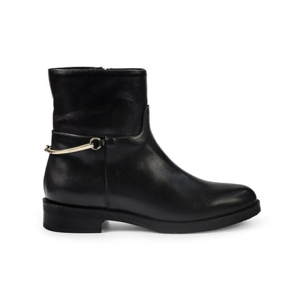 Gianni Crasto Stivaletti Donna Tacco Basso con Sperone in Pelle Nero - MARIO SPATARELLA