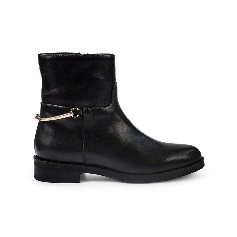 Gianni Crasto Stivaletti Donna Tacco Basso con Sperone in Pelle Nero - MARIO SPATARELLA