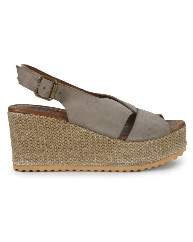 Bueno Sandalo Donna con Zeppa in Camoscio Pietra G3000 STONE Bueno 