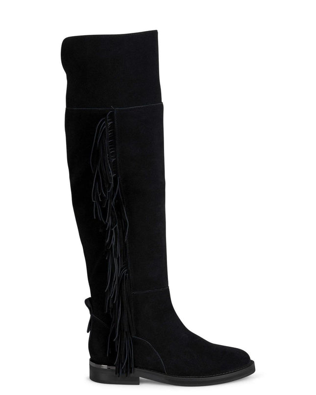 Stivali al Ginocchio con Frange Camoscio Nero I240782 CROSTA BLACK Alma en Pena 