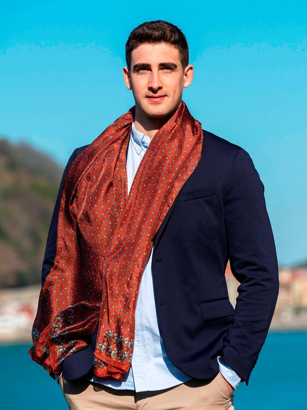 Foulard Uomo in Seta Stampa Terra – MARIO SPATARELLA