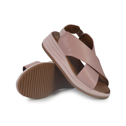 Bueno Sandali Donna con Zeppa in Pelle Rosa - MARIO SPATARELLA