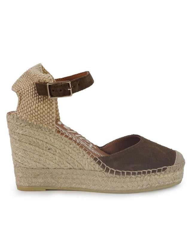 Viguera Espadrillas Alpargatas Donna con Cinturino in Camoscio Marrone - MARIO SPATARELLA