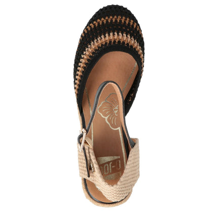 O - Joo Espadrillas Donna con Zeppa in Tessuto Nero Multi - MARIO SPATARELLA