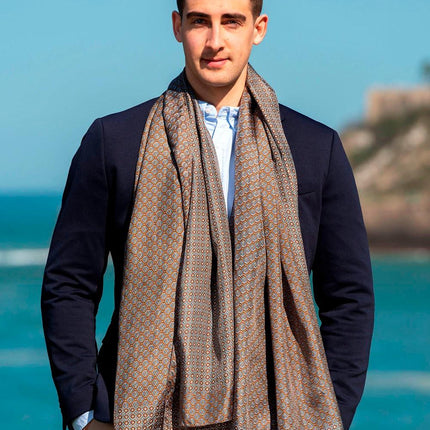 Foulard Uomo in Seta Stampa Marrone ASK78C U SILK MARRON Colores de Otono 