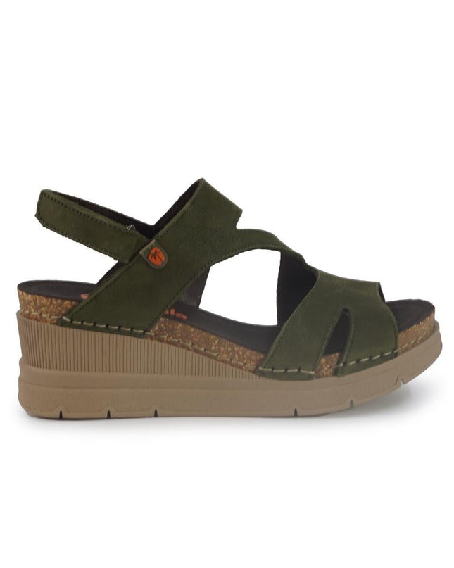 Jungla Sandali Donna con Zeppa in Pelle Nabuk Verde - MARIO SPATARELLA